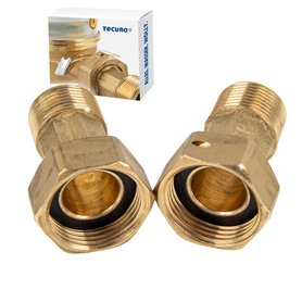 Tecuro Lot de 2 raccords filetés avec écrou 3/4" pour compteurs d'eau avec filetage extérieur 1/2" (1 set)