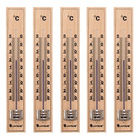 Lantelme 5 pièces de thermomètre en bois Production allemande de bois de hêtre analogue aussi pour l'extérieur du jardin et l'in