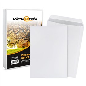 versando lot de 100 enveloppes autocollantes sans fenêtre Blanc Format A4