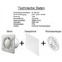 Ventilateur de salle de bain design avec façade en verre avec capteur d'humidité et hygrostat ainsi que minuterie et clapet anti
