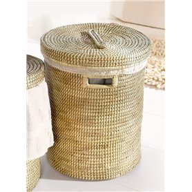 Dekoleidenschaft Grand panier à linge en jonc de mer