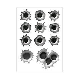 iSecur Set Autocollants trou de balles I 11 Bullet-Holes et rayures pour voiture mobylette casque moto ordinateur portable smart