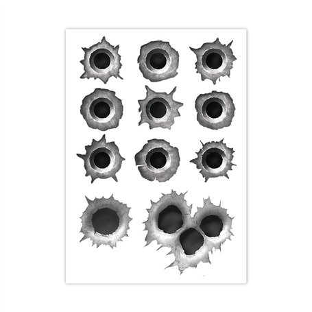 iSecur Set Autocollants trou de balles I 11 Bullet-Holes et rayures pour voiture mobylette casque moto ordinateur portable smart