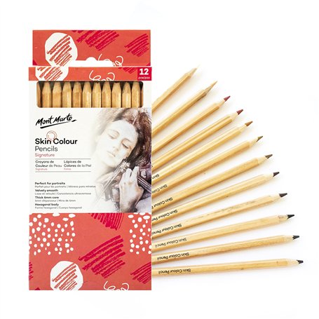 MONT MARTE Crayons de Couleur Peau - 12 pièces de crayons de couleur chair - Idéal pour les Portraits expressifs et vivants - Pa