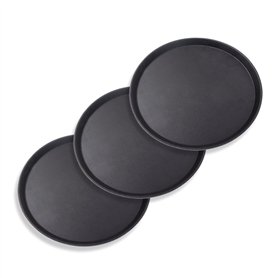 Schramm® 3 pièces Gastro Tray 35x2cm Rond Noir Paquet de 3 avec revêtement antidérapant Bord Haut Plateau de Serveur Plateau de