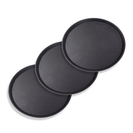 Schramm® 3 pièces Gastro Tray 35x2cm Rond Noir Paquet de 3 avec revêtement antidérapant Bord Haut Plateau de Serveur Plateau de