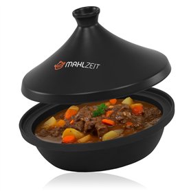 Mahlzeit Tagine en fonte | Ø 25 cm | émaillée | Casserole à tajine avec couvercle en céramique émaillée pour four