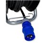 Enrouleur de câble de camping CEE avec câble en caoutchouc H07RN-F 3G2,5 3 x 2,5 mm 230 V 16 A et prise CEE avec prise CEE + 2 p