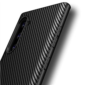AVANA Coque de protection pour Galaxy Note 10 - Slim Fit - Noir - En silicone TPU souple - Anti-rayures - Fibre de carbone - Pou