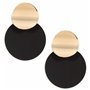 Happiness Boutique Femmes Boucles d'Oreilles Tendance Couleur Or | Boucles d'Oreilles Grand Disque en Noir