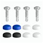 Lot de 4 vis de plaque d'immatriculation avec pointe de perçage et capuchons - 5 x 19 mm - Vis de fixation avec capuchons - Disc