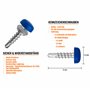 Lot de 4 vis de plaque d'immatriculation avec pointe de perçage et capuchons - 5 x 19 mm - Vis de fixation avec capuchons - Disc