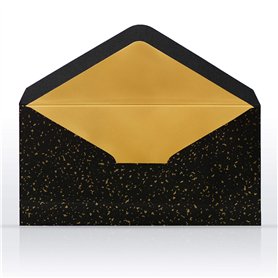 10 enveloppes noires avec doublure métallique dorée 110 x 220 mm pour cartes de vœux noël cartes cadeaux invitation chèques-cade
