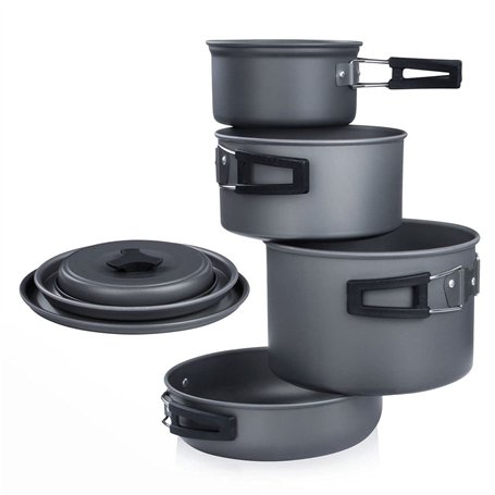 YourGEAR Ranger V Batterie de cuisine pour 4 à 5 personnes 7 pièces dans un sac en filet