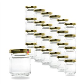 Lot de 24 bocaux vides de 53 ml (50 g) avec couvercle à visser de 43 mm - Avec couvercle doré - Convient pour le remplissage de