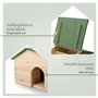 WILDLIFE HOME Maison pour hérisson en bois résistant à l'hiver avec sol et toit à pente résistant aux intempéries I Mangeoire po