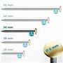FIXXIA Lot de 50 clous pour tableau avec aide à l'impact - Diamètre : 2 mm - Noir - Avec tête décorative dorée de 6 mm de diamèt