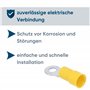 Kalitec RKSGM4 Lot de 10 cosses à anneau 4-6 mm² I Partiellement isolé M4 jaune I Cuivre I Collier en PVC I Pour connecter des c