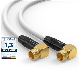 RedStar24 Câble SAT Premium 4m - Câble Coaxial Connecteur F coudé 90° Classe A+ - Câble Antenne Fiche F pour TV