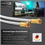 5m - Câble Coaxial Connecteur F Classe A+ - Câble Antenne Fiche F pour TV