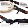VIA FORTIS Anneaux de Gymnastique Premium en Bois avec Sangles, Sac et Guide d'Entraînement - Anneaux de Gym pour Calisthenics &