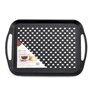 DIVCHI Lot de 2 Plateaux de Service rectangulaire et Anti-Glissement avec poignées et Surface en Caoutchouc et Confortable, Noir