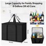 Lot de 2 d'épicerie isothermes réutilisables et pliables en tissu non tissé noir pour les courses, sac isotherme robuste