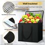 Lot de 2 d'épicerie isothermes réutilisables et pliables en tissu non tissé noir pour les courses, sac isotherme robuste