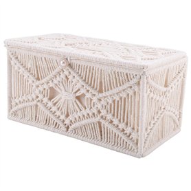 Yheonver Housse de boîte à mouchoirs rectangulaire bohème avec boucle à perles en macramé - Décoration d'intérieur