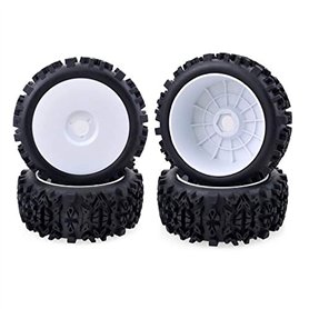 Tlilyy Jante de Roue de Moyeu de 4 X 17Mm et Pneu à Dents Profondes pour 1/8 Voiture RC Tout-Terrain Redcat Team Hobao