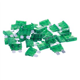 Lullaxy Vehicule Voiture 30A 30Amp Corps Vert Dents Lame Fusible 30pcs