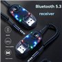 Breeshy Adaptateur Bluetooth AUX pour Voiture, Câble Dongle pour Haut-Parleur de Voiture, Récepteur Bluetooth USB vers Jack 3,5 