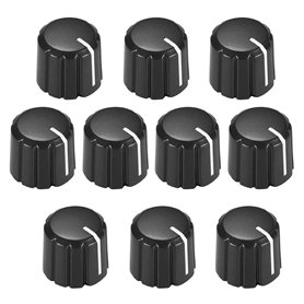 Nicfaky Lot de 10 boutons de potentiomètre pour guitare électrique Noir Type D 6 mm
