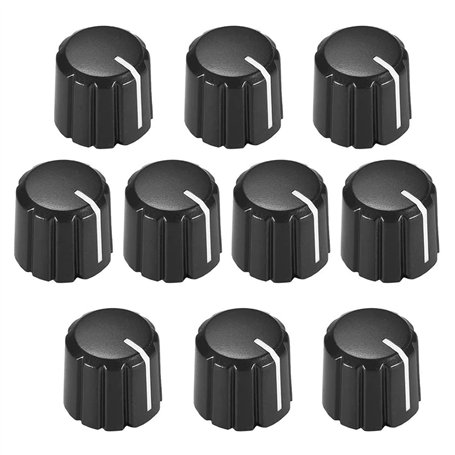 Nicfaky Lot de 10 boutons de potentiomètre pour guitare électrique Noir Type D 6 mm