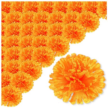 Lot de 50 fausses têtes de caléNdula pour faire des guirlandes de calendula de 9 cm
