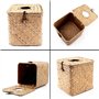 Widybord Lot de 2 boîtes à mouchoirs carrées en jonc de mer – Distributeur de papier tissé décoratif – Boîte à mouchoirs en pail