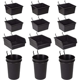 Lot de 12 plateaux perforés avec gobelets et passants - Assortiment d'organisateurs - Kit de rangement pour outils