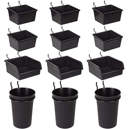 Lot de 12 plateaux perforés avec gobelets et passants - Assortiment d'organisateurs - Kit de rangement pour outils