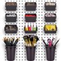 Lot de 12 plateaux perforés avec gobelets et passants - Assortiment d'organisateurs - Kit de rangement pour outils