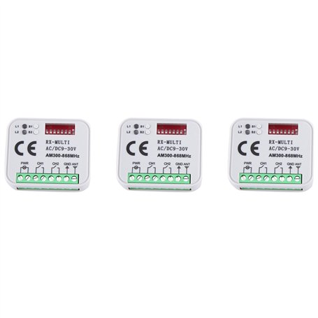 Beelooom Lot de 3 modules de relais universels RX multi-fréquences 300-868 MHz récepteur 2 canaux 12 V 24 V télécommande 433