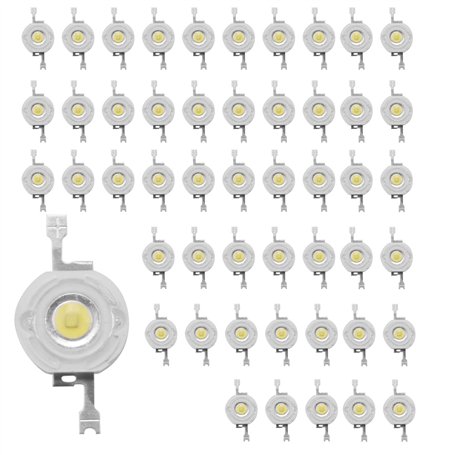 iFutniew 50Pcs 1W Diode Haute Puissance Blanc Froid LED Perles 1 Watt Lampe Puce 3V-3.4V