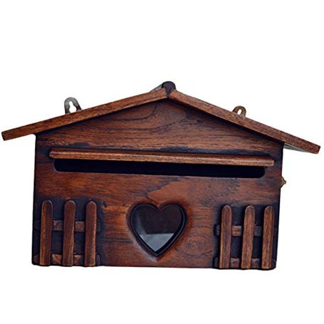 moonsun Boîte aux lettres rétro en bois - Boîte à suggestions étanche à la pluie