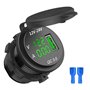 Cpolebev 12V / 24V Charge 3.0 Chargeur Allume-Cigare De Voiture Allume-Cigare Conduit VoltmÈTre AmpÈRemÈTre Noir Et Vert