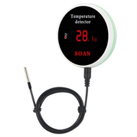 SVRITE Tuya Maison Intelligente Wifi Capteur de TempéRature NuméRique ThermomèTre Chambre Piscine Thermostat Alarme Prise Ue