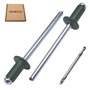 0 x 10 mm en aluminium avec foret inclus (vert chromé RAL 6020)