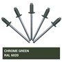 SKIR'CO Lot de 100 rivets aveugles peints 4,0 x 10 mm en aluminium avec foret inclus (vert chromé RAL 6020)
