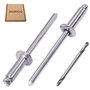 SKIR'CO Lot de 100 rivets aveugles en aluminium 4,0 x 12 mm Mandrin en aluminium Pop Rivets Tête bombée Un foret inclus