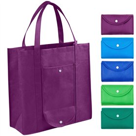 EXOBEST Lot de 5 sacs d'épicerie réutilisables pliables dans une pochette