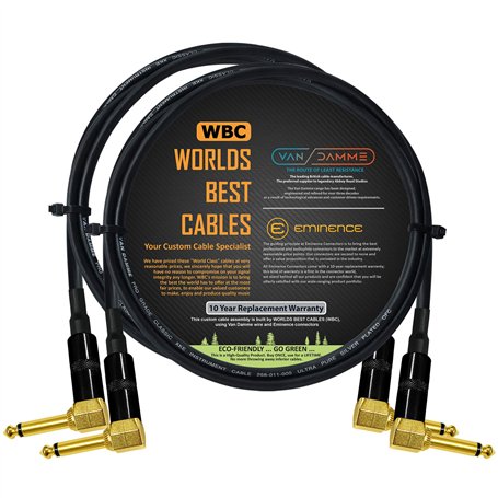 Van Damme Pro Grade Classic XKE Lot de 2 câbles de raccordement ultra-flexibles multi-blindés pour pédale d'effets de guitare ba