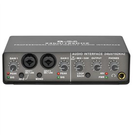 Sunmeit Interface audio professionnelle 24 bits et 192 kHz Carte son à 2 entrées pour guitare électrique Loopback Enregistrement